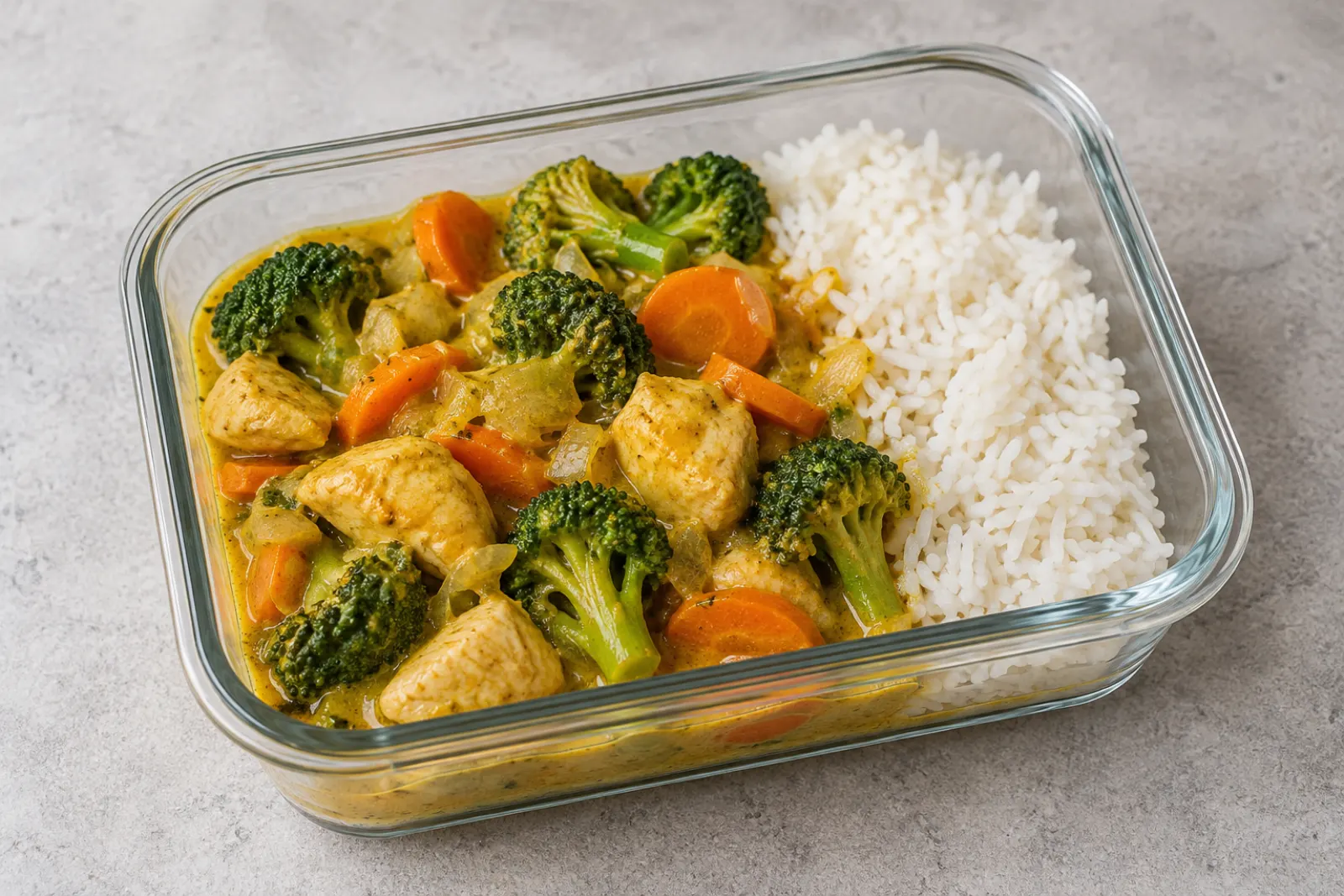 Kycklingcurry med broccoli och ris